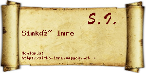 Simkó Imre névjegykártya